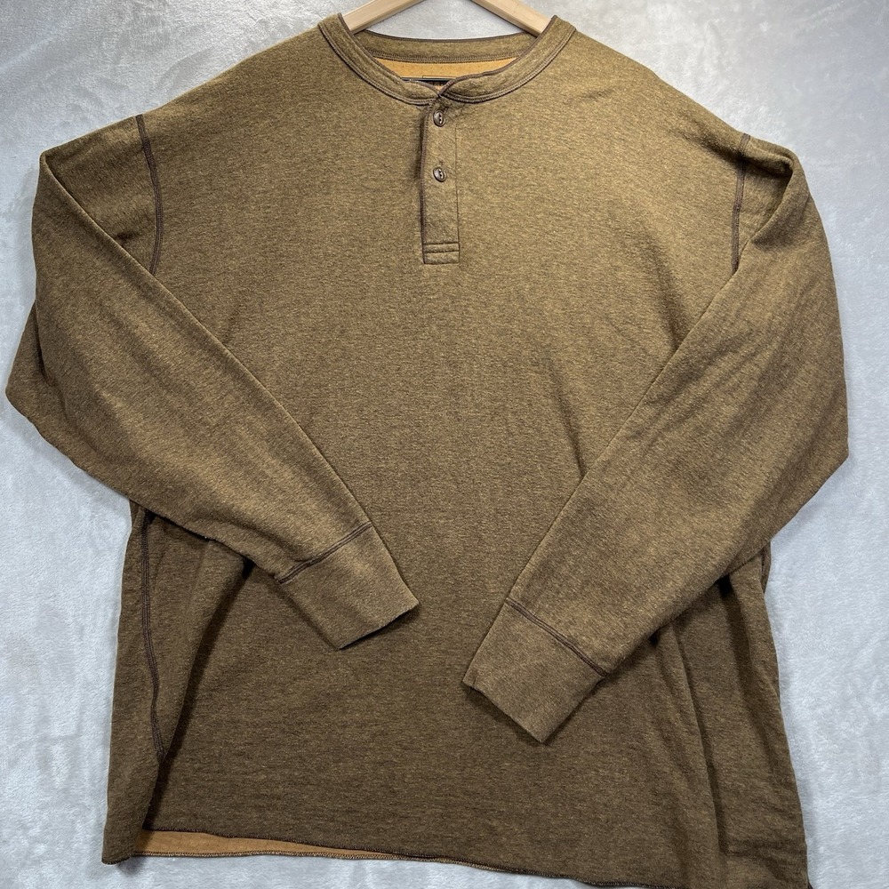 L.L. Bean River Driver Henley Shirt Mens XXL Tall Long Sleeve Wool Blend Knit